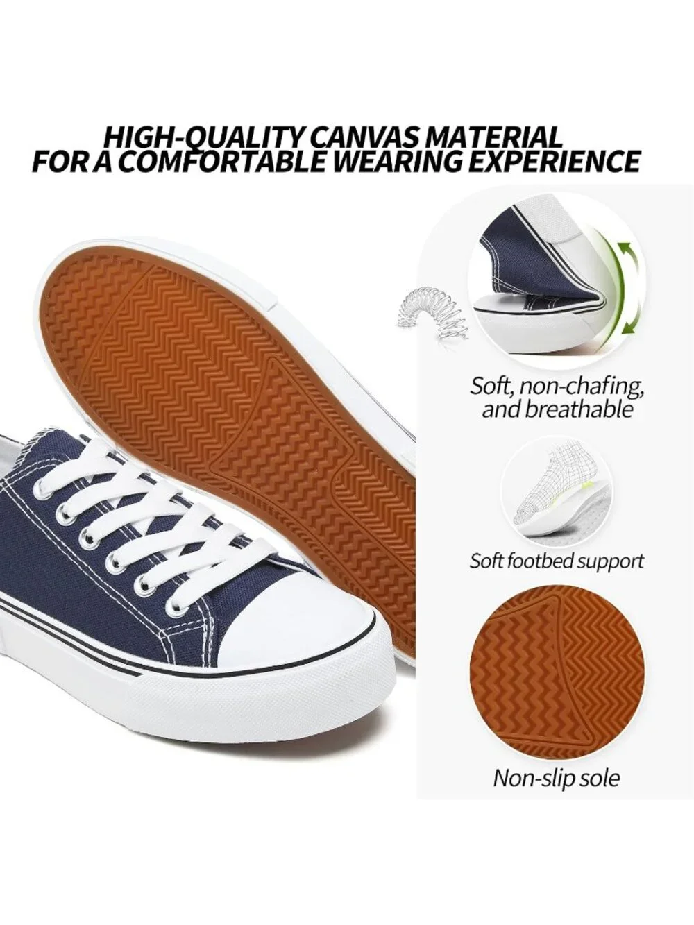 Women's Navy Lightweight Low Top Lace Up Casual Fashion Walking Sneakers